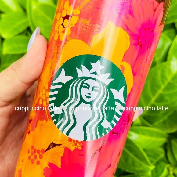 🌺LAST ONE💗Starbucks Summer 2 Hot Pink Floral Glass Water Bottle - Picture 5 of 8